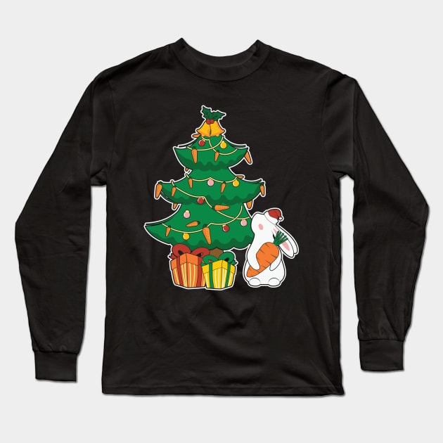 Bunny Christmas Tree Long Sleeve T-Shirt by BadDesignCo
